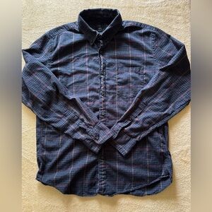 J. Crew Navy and Red Plaid Button Down Shirt